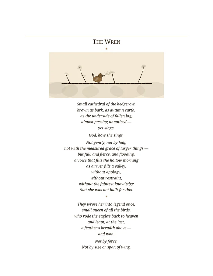 Interior page preview for The Wren